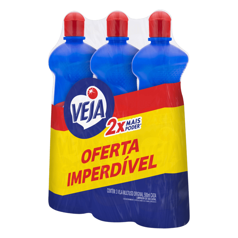 Limpador-Multiuso-Original-2x-Mais-Poder-Veja-Pack-com-3-Unidades-500ml-Cada-Gratis-50--Desconto-na-3ª-Unidade