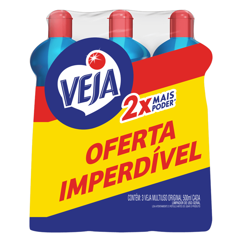 Limpador-Multiuso-Original-2x-Mais-Poder-Veja-Pack-com-3-Unidades-500ml-Cada-Gratis-50--Desconto-na-3ª-Unidade