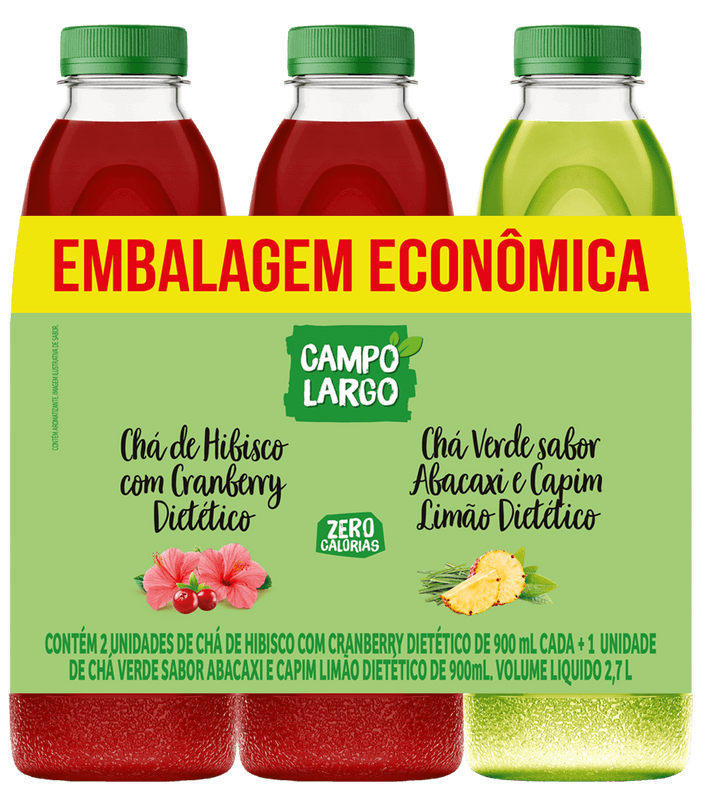 Kit-2-Chas-de-Hibisco-900ml---Cha-Verde-900ml-Campo-Largo-Embalagem-Economica