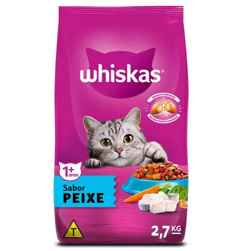 Ração para Gatos Adultos Whiskas Sabor Peixe 2,7Kg