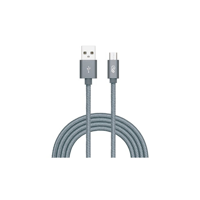 Cabo USB-C + USB-C com adaptador USB-A I2GO 2m 3A Nylon Trançado Chumbo -  I2GO PRO