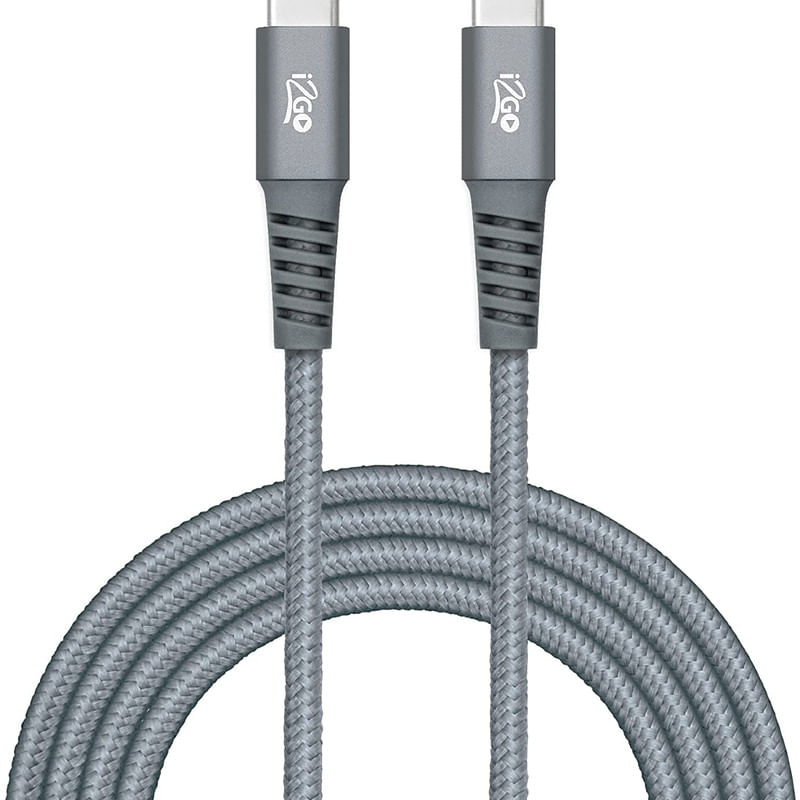 Cabo-Usb-CxC-em-Nylon-Trancado-2-Metros-3A-I2go-Pro-Cor-Chumbo-Frontal