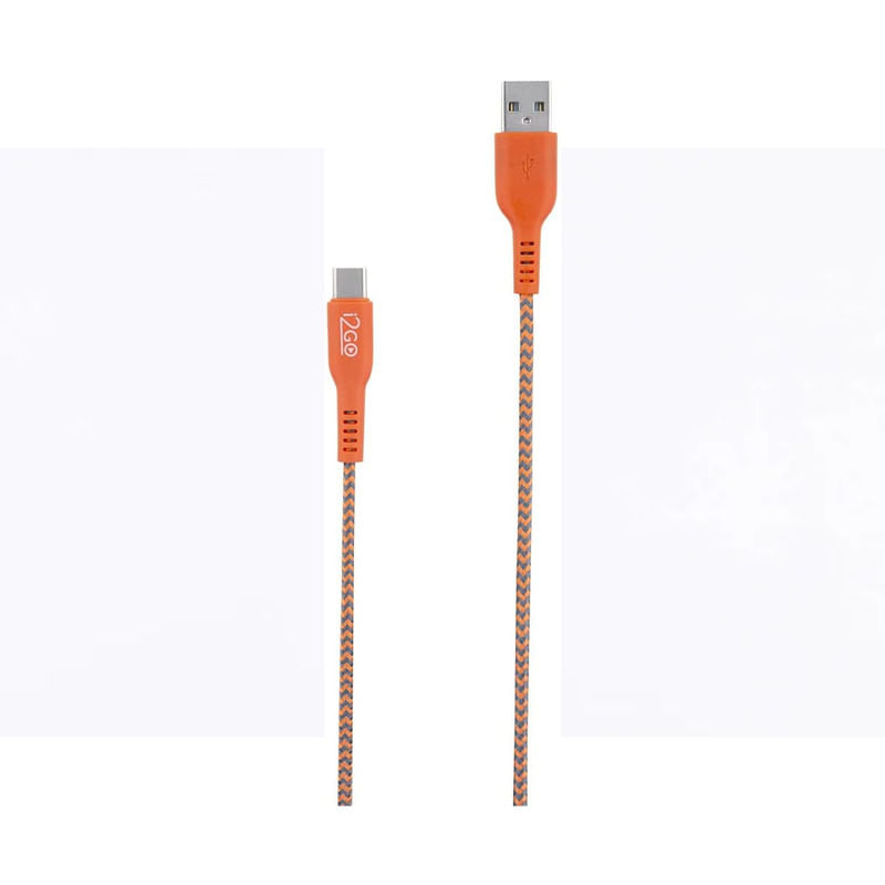 Cabo-para-Usb-Tipo-A-e-Tipo-C-em-Nylon-12-Metros-I2go-Sertoes-Cor-Laranja-Ponta-Usb