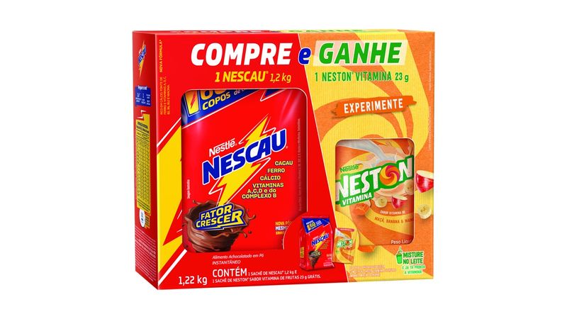 Kit-Achocolatado-Nescau-Pacote-12kg---Neston-Vitamina-de-Frutas-Pacote-23g-Nestle-Gratis