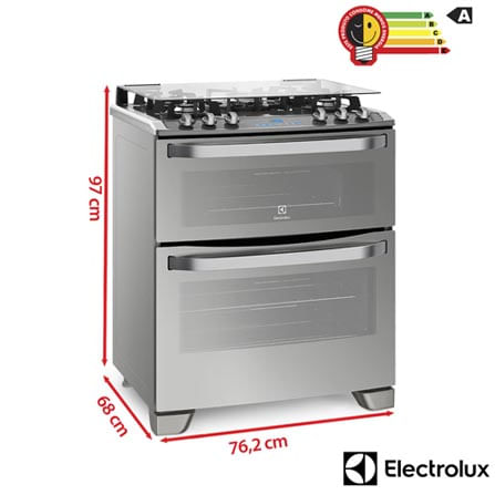 Fogao-5-Bocas-Prata-Automatico-com-Mesa-de-Vidro-e-Duplo-Forno-76DXV-127V-Electrolux
