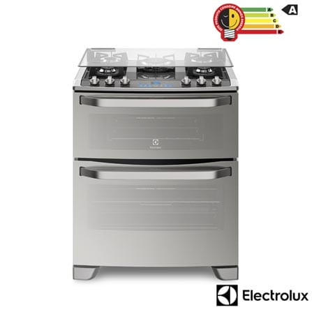 Fogao-5-Bocas-Prata-Automatico-com-Mesa-de-Vidro-e-Duplo-Forno-76DXV-127V-Electrolux