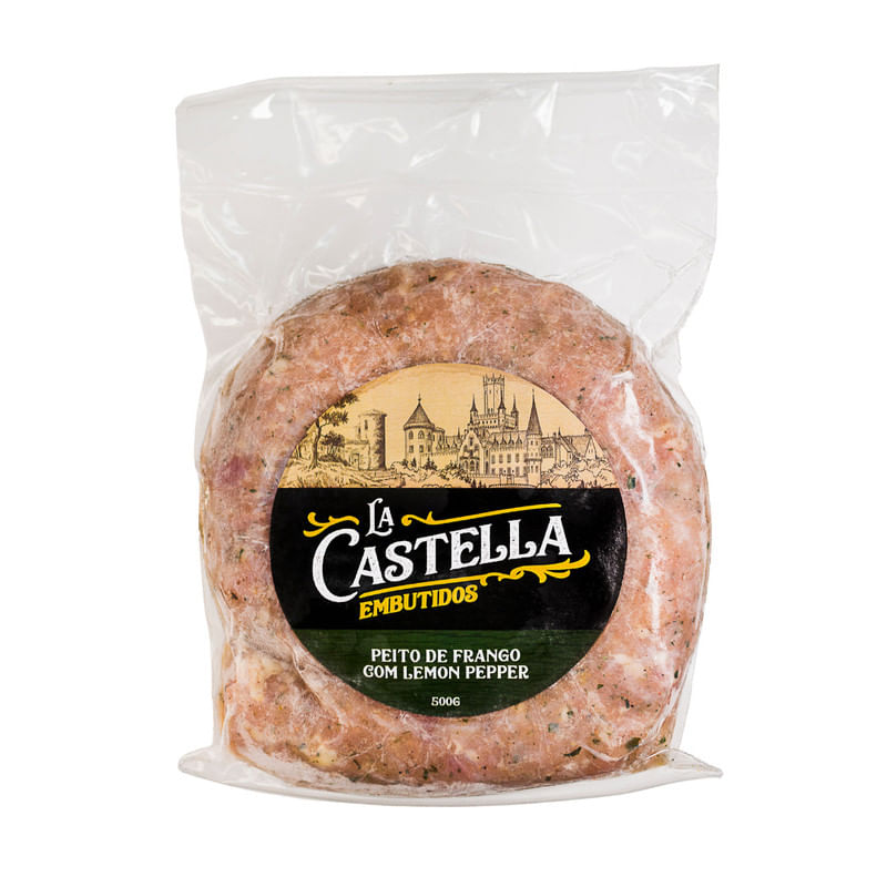 Linguica-de-Frango-com-Lemon-Pepper-La-Castella-Embutidos-Pacote-500g