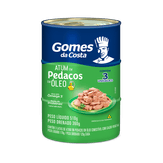 Atum em Pedaços em Óleo Gomes da Costa Pack 3 Latas 170g Cada