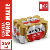 Cerveja Lager Puro Malte Amstel Pack 12 Latas 269ml Cada