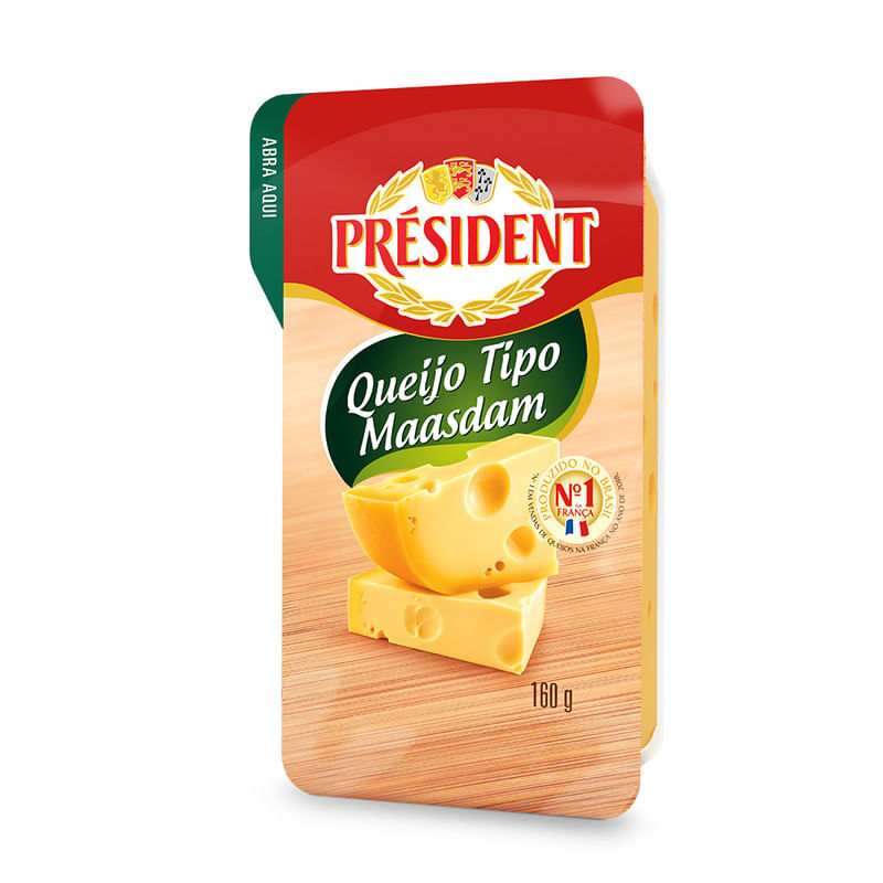 Queijo-Maasdam-President-Bandeja-160g