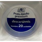 Prato Descartável Médio Premium 15cm Sert Plast Pacote com 20 Unidades