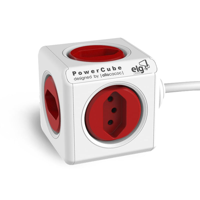 Adaptador-Multiplo-Power-Cube-PWC-X5-Branco-e-Vermelho-ELG