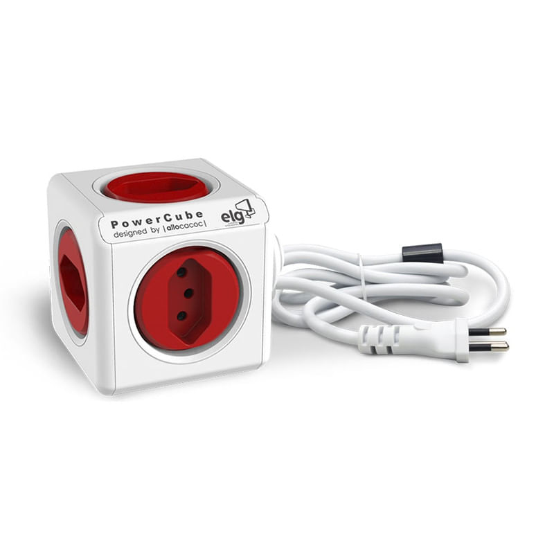 Adaptador-Multiplo-Power-Cube-PWC-X5-Branco-e-Vermelho-ELG