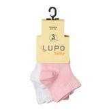 Kit 3 Meias Bebê Lupo Rosa e Branca 16 a 19