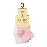 Kit 3 Meias Bebê Lupo Rosa e Branca 20 a 23