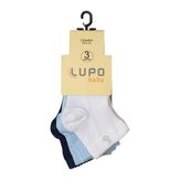 Kit 3 Meias Bebê Lupo Branca Azul e Marinho 16 a 19