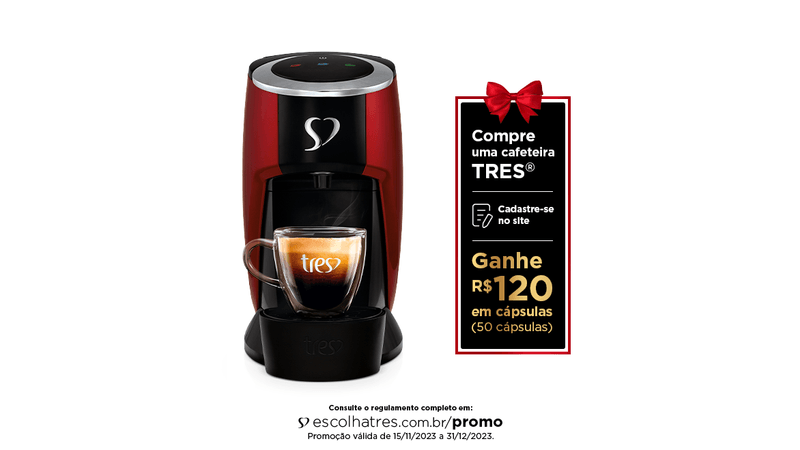 Cafeteira Elétrica Automática Espresso 3 Corações LOV Vermelha - 127V