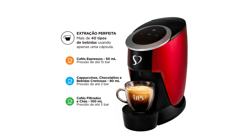 Cafeteira eletrica de capsula 3 corações 220V em Promoção na Americanas