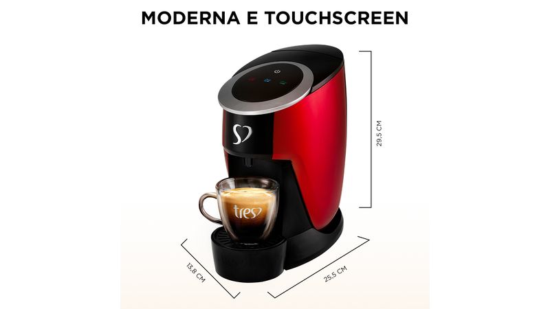 Cafeteira Elétrica Automática Espresso 3 Corações LOV Vermelha - 127V