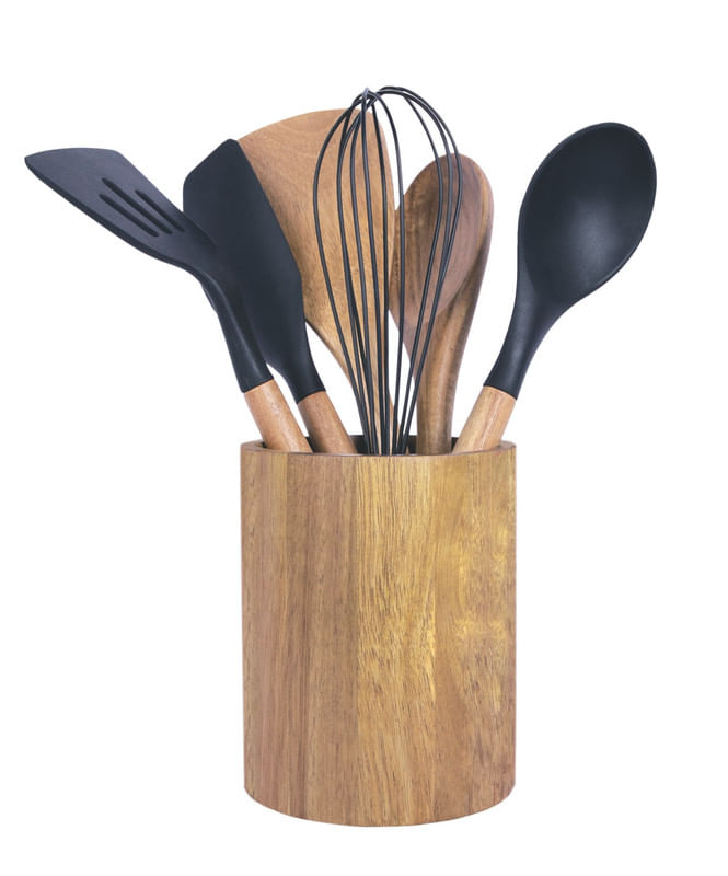 Conjunto-de-Utensilios-e-Suporte-Acacia-Member-s-Mark-7-Pecas