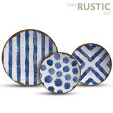 Conjunto de Pratos Rustic Scalla Azul 12 Peças