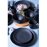 Aparelho de Jantar Geo Preto Matte Porto Brasil 16 Peças