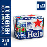 Cerveja Heineken Zero Álcool Sleek Pack 12 Latas 350ml Cada