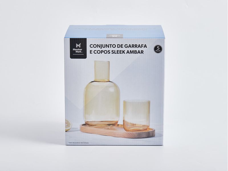 Conjunto-de-Garrafa-e-Copos-Sleek-Member-s-Mark-5-Pecas-Ambar