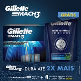 Kit 4 Cargas Gillette Mach3 Grátis Creme de Barbear 150ml