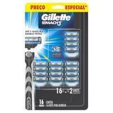 Carga de Aparelho para Barbear Gillette Mach3 Cartela 16 Unidades