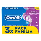 Creme Dental Menta Suave Escudo Antiaçúcar Oral-B Pack com 3 Unidades 70g Cada