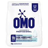 Lava Roupas em Pó Lavanderia sem Perfume Omo Clinical Pro 4kg