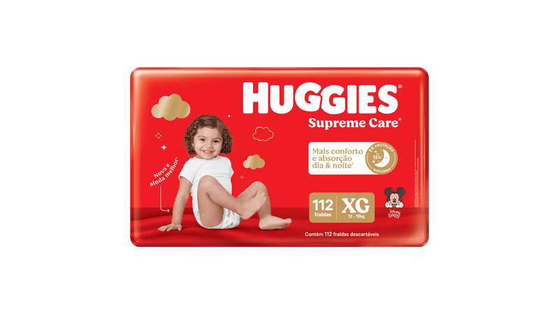 Fralda Descartavel Infantil Supreme Care XG Huggies Pacote com 112 Unidades Sam s Club