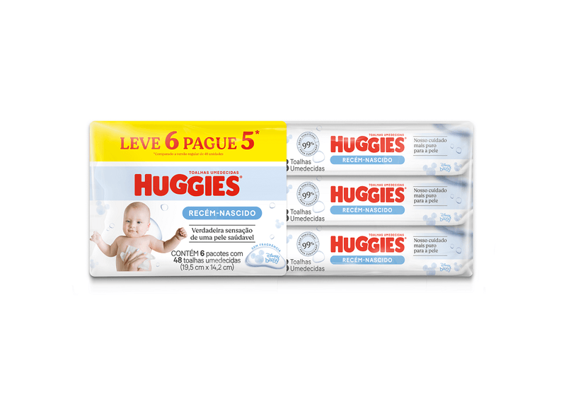 Toalhas-Umedecidas-Puro-e-Natural-Huggies-Pack-com-6-Pacotes-48-Unidades-Cada-Embalagem-Economica