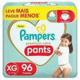 Fralda Pampers Premium Care Pants Tamanho XG 96 Unidades