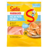 Filé de Peito de Frango Congelado Temperado sem Pele sem Osso Sadia Pacote Marinados 1kg