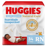 Fralda Descartável Natural Care Recém Nascido RN Huggies Pacote com 34 Unidades