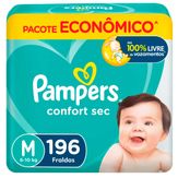 Fralda Descartável Infantil Confort Sec M Pampers Pacote com 196 Unidades Pacote Econômico