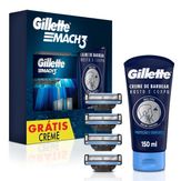 Kit 4 Cargas Gillette Mach3 Grátis Creme de Barbear 150ml