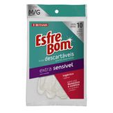 Luva Vinil Descartável Extra Sensível Branca Esfrebom M/G 10 Unidades