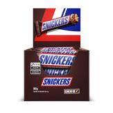Barra de Chocolate Recheada de Caramelo, Amendoim e Nougat Snickers Pack com 20 Unidas 45g Cada