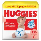 Fralda Huggies Máxima Proteção Aberta G Giga 136 Unidades