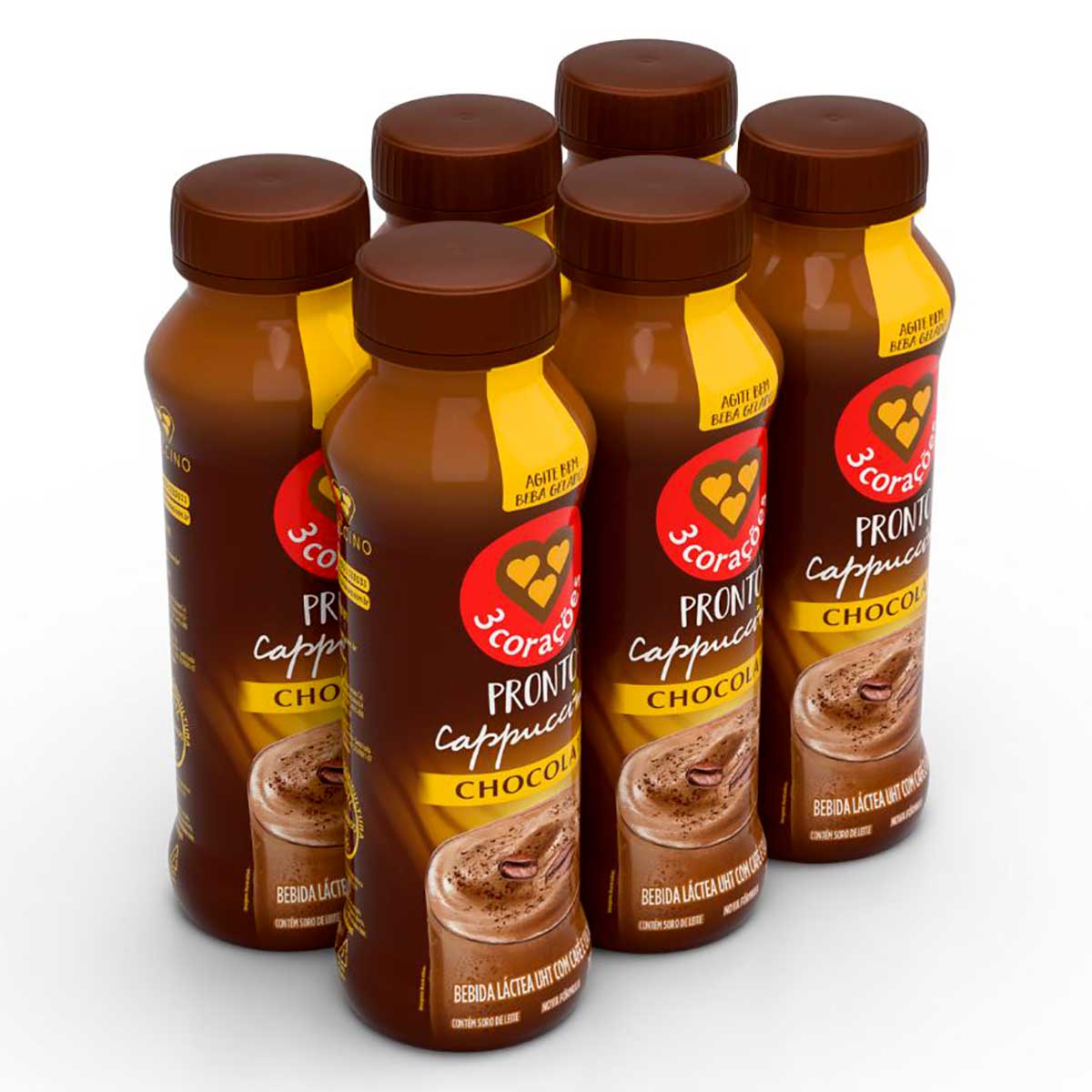 Bebida Láctea Cappuccino Chocolate 3 Corações 6x260ml - Sam's Club