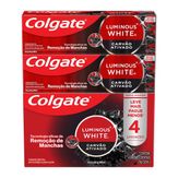 creme dental luminous white colgate carvao pack 4 unidades 70g cada leve mais pague menos